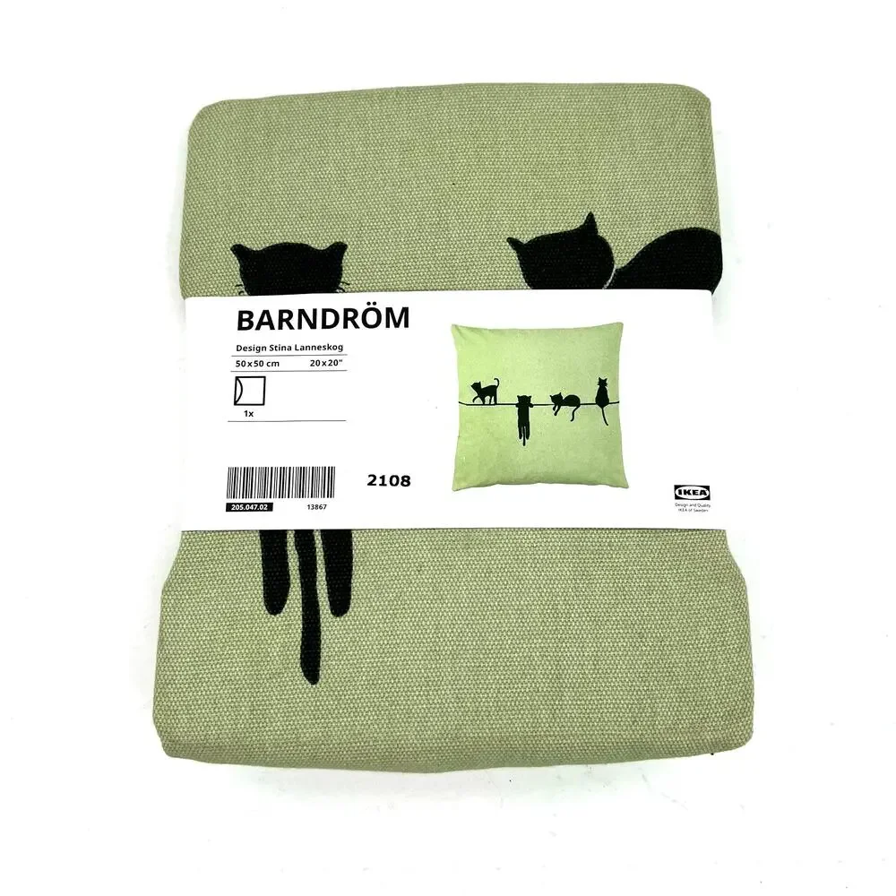 Ikea home decor cats green square pillow cover